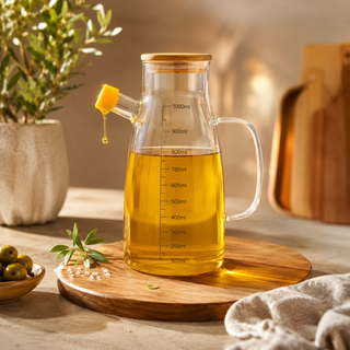 وغن ریز شیشهای مدرج ۱ لیتری درب چوبی